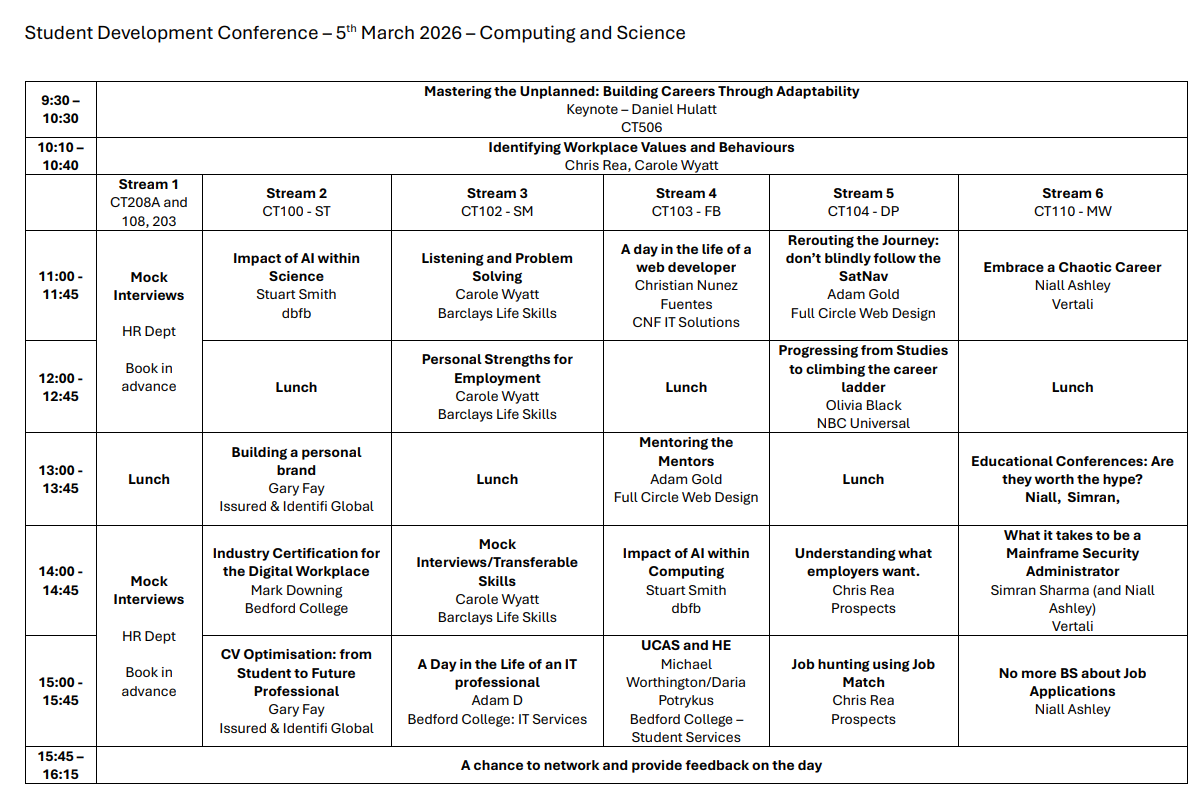 Part 1 of the agenda for 2026 Student confernce
